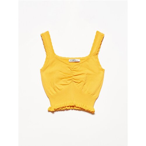 Dilvin Women&amp;#039;s Orange Collar Pleated Strap Athlete Slike