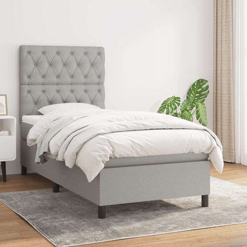  Box spring postelja z vzmetnico svetlo siva 80x200 cm blago, (20790917) Cene