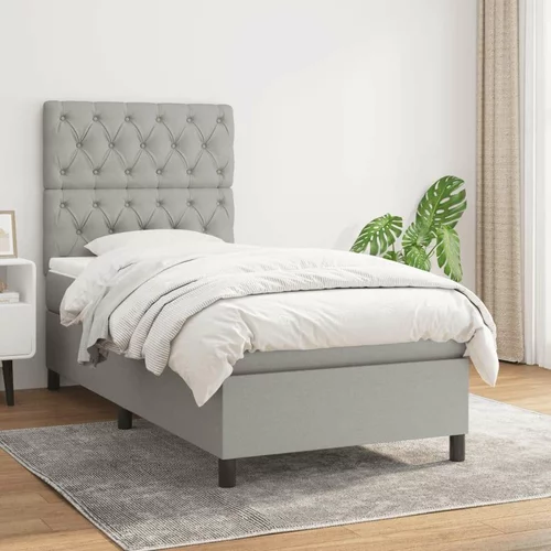  Box spring postelja z vzmetnico svetlo siva 80x200 cm blago, (20790917)