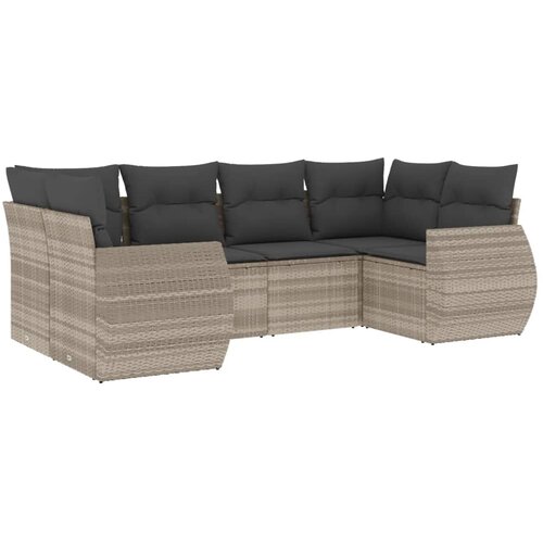 vidaXL 6-dijelni set vrtnih sofa od poliratana s jastucima svjetlosivi Cijene