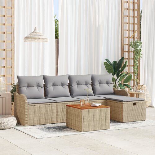 vidaXL 6 komada vrtna sofa set s jastučićima bež poli ratan Cijene