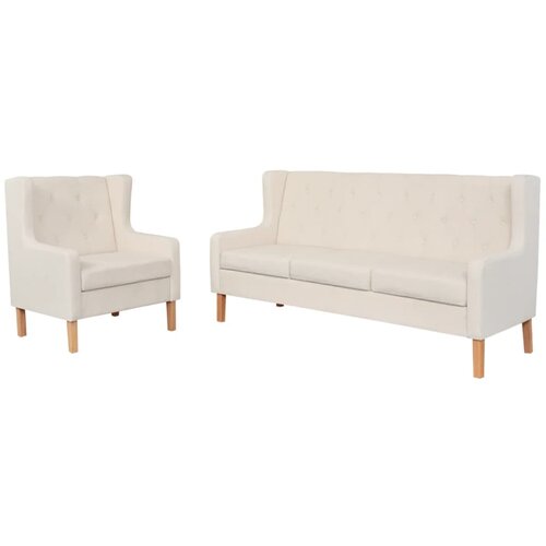  2-dijelni set sofa od tkanine krem bijeli Slike