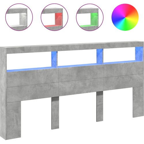 vidaXL omarica za vzglavje postelje led betonsko siva 200x17x102 cm, (21779649) Cene