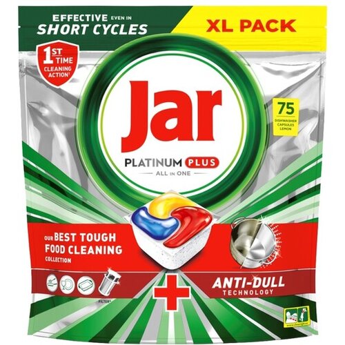 Jar STROJNO kapsule za strojno pomivanje posode Platinum Plus All in One, Lemon, 75 kos Slike