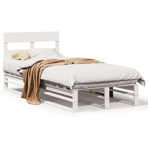 vidaXL Posteljni okvir brez vzmetnice bel 90x190 cm trdna borovina Cene