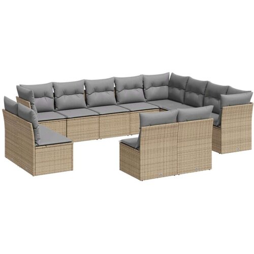  12-dijelni set vrtnih sofa od poliratana s jastucima bež Slike