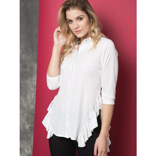 La Diva shirt decorated with frills on the sides white Cene