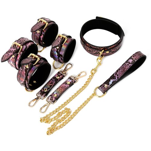 Kiotos 3 Piece BDSM Set Reptile Gold/Pink Slike