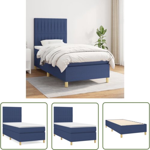 The Living Store Box spring postelja z vzmetnico modra 100x200 cm blago - Box Spring Postelja, (21737424) Cene