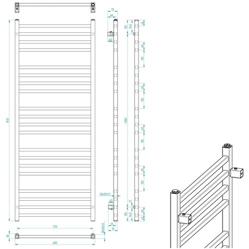 Sapho kupatilski radijator metro 151x60 cm, mat crne boje Slike