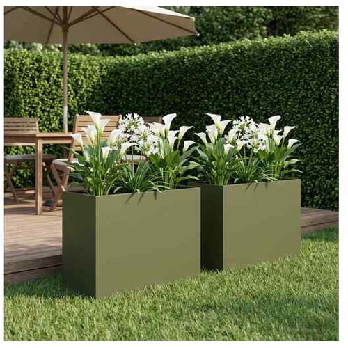 vidaXL Vrtna saksija 2 kom. Maslinastozelena 60 x 30 x 40 cm - Maslinastozelena 60 x 30 x 40 cm 2 Cijene