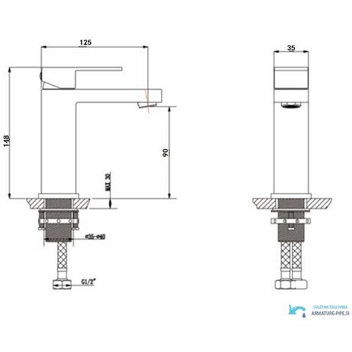  Crna kupaonska armatura | Pipa EYN EYN BC1320 148 mm Slike