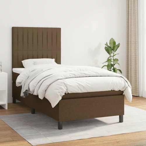  Box spring postelja z vzmetnico temno rjava 90x200 cm blago, (20899990)