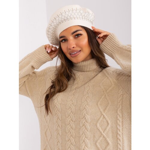 Fashion Hunters Creamy women&amp;#039;s beret with cashmere Slike