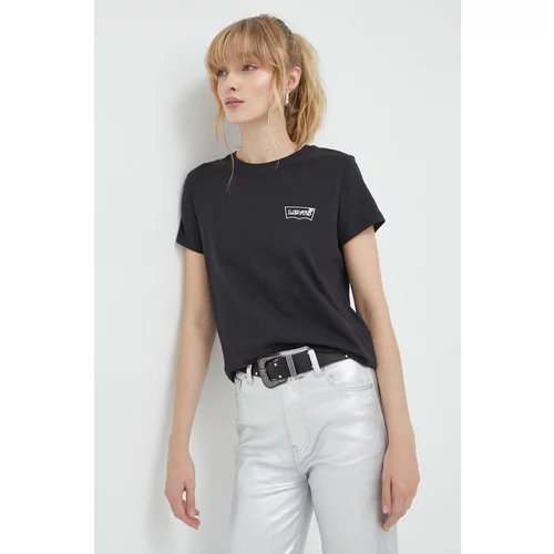 Levi's Bombažna kratka majica ženski, črna barva
