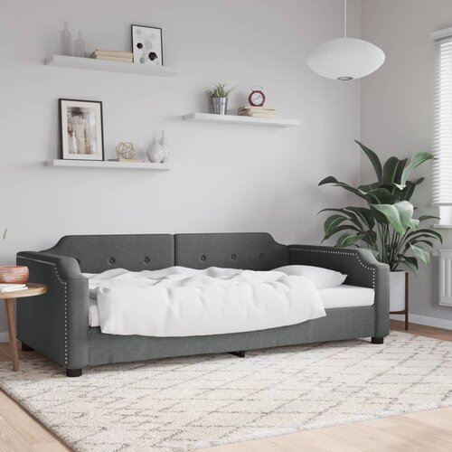 VidaXL Dnevni krevet tamnosivi 100 x 200 cm od tkanine Slike
