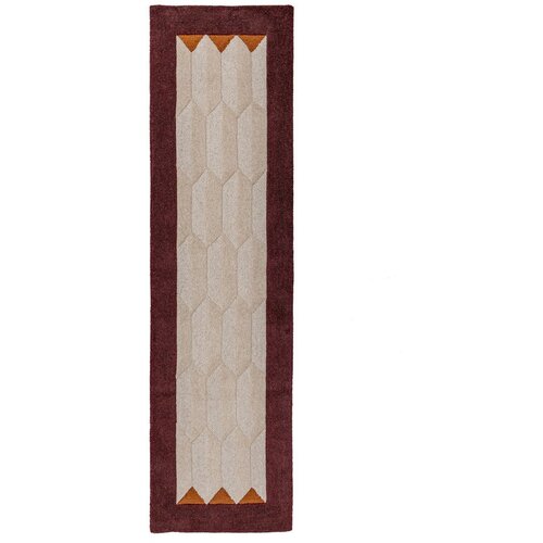 Flair Rugs Bordo rdeč/v naravni barvi ročno tkan volnen tekač 60x230 cm Apex Border Wool &ndash; Cene
