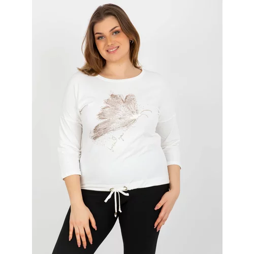 Fashion Hunters Ecru blouse plus sizes with application and print