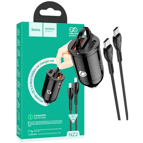 hoco. Auto punjač sa type C kabelom, PD + QC3.0, 2 x USB, 4.8 A – NZ2 Link, type C, Black