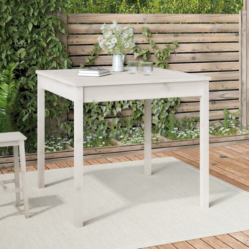 VidaXL Vrtna miza bela 82,5x82,5x76 cm trdna borovina Slike