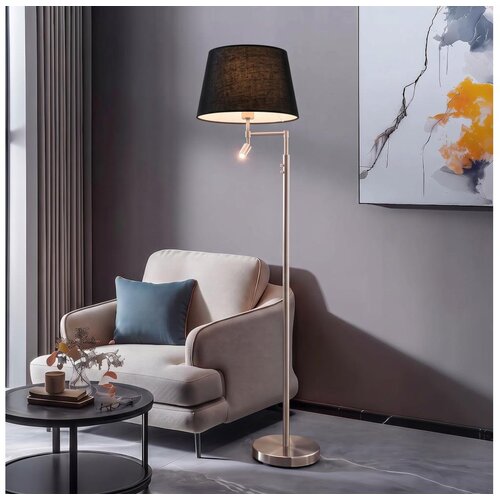 Brilagi LED Stojeća lampa CERIA 1xE27/60W/230V + LED/2,1W matni hrom/crna Slike