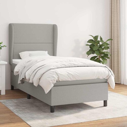Box spring krevet s madracem svjetlosivi 90x190 cm od tkanine Cijene