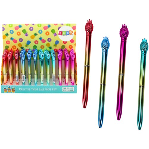 Pineapple Ballpoint Pen Shiny Gold Color Blue Refill 0.7mm Mix Cene