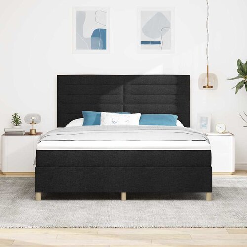  s opruga kutije s madracem Crna 180 x 200 cm tkanina Slike