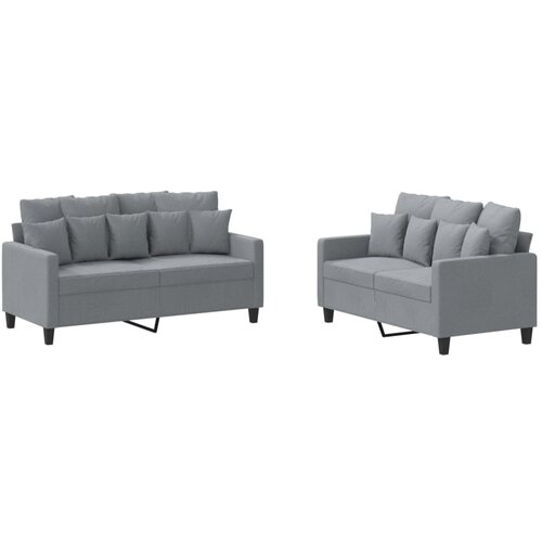  2-dijelni set sofa s jastucima svjetlosivi od tkanine Slike