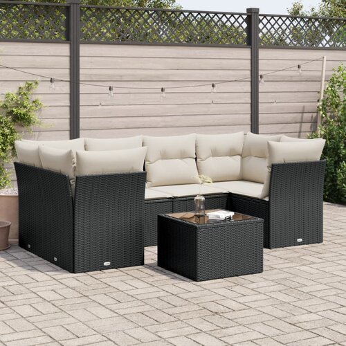 VidaXL 7-dijelni set vrtnih sofa od poliratana s jastucima crni Slike
