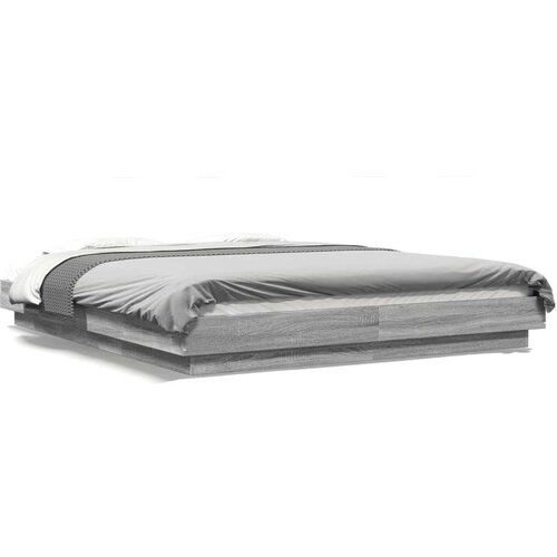 VidaXL Okvir za krevet s LED svjetlima boja hrasta 150 x 200 cm drveni Slike