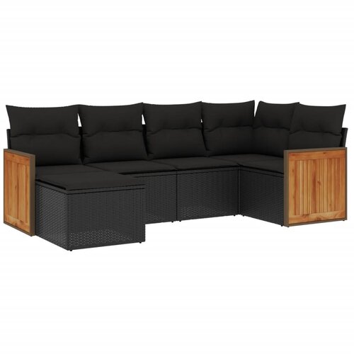  6-dijelni set vrtnih sofa s jastucima crni od poliratana Crna 62 x 62 x 69 cm Slike