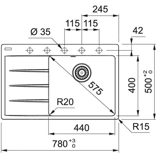 Franke 114.0637.516 Centro CNG 611-78 TL/7 Stonegrey pomivalno korito iz umetnega kamna Slike