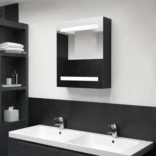 LED kupaonski ormarić s ogledalom crni 50 x 14 x 60 cm Cene