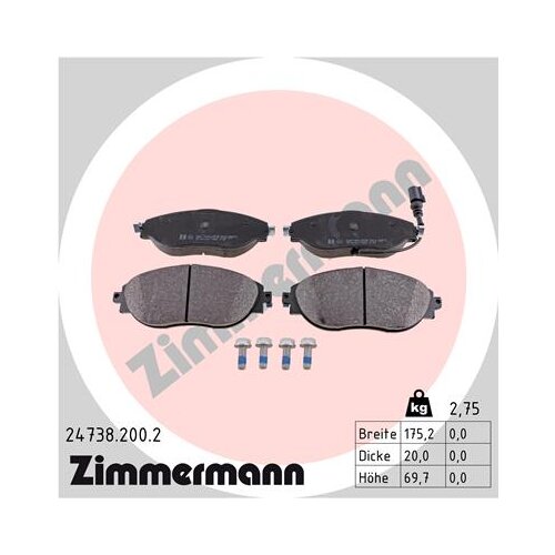 ZIMMERMANN zavorne ploščice prednje vag 24738.200.2 Cene