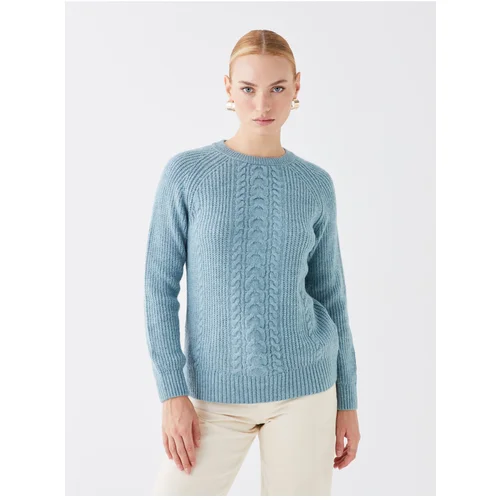 LC Waikiki Round Neck Women's Knitwear Sweater With Patterned Long Sleeves