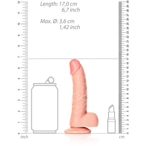 REALROCK Curved - realistični dildo s testisi - 15,5 cm (naravni) Slike