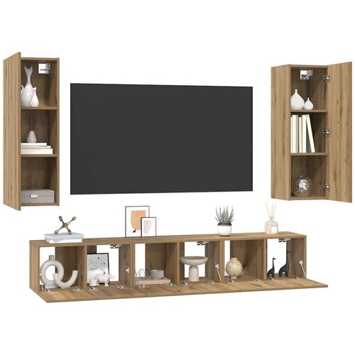  Set TV komoda s policom Zidne Ostalo s pohranom s vratima 4 pcs hrast artisan 30.5 x 30 x 90 cm Slike