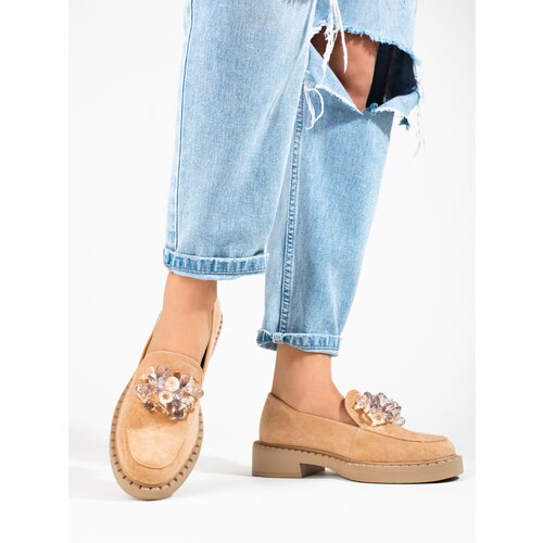W. POTOCKI Beige women&amp;#039;s suede loafers Potocki Slike