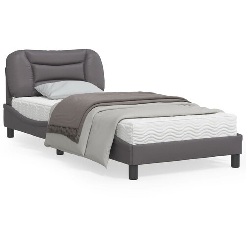 VidaXL Okvir za krevet s uzglavljem sivi 90x190 cm od umjetne kože Slike