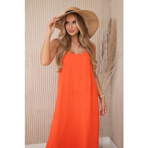 Kesi Włoski Long dress with straps dark orange Slike