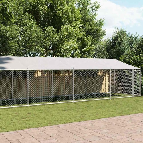  Kavez za pse s krovom i vratima sivi 12x2x2 m pocinčani čelik Cene