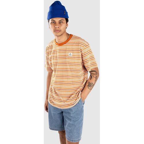 Passenger Retro Recycled Cotton Relaxed T-shirt sunrise orange stripe Cene