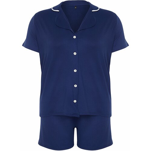 Trendyol Curve Shirt Collar Soft Button Knitted Pajamas Set Cene