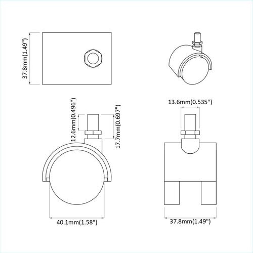  Kotači 12 pcs Crna 40 1 x 40 1 x 37 8 mm PP i čelik Slike