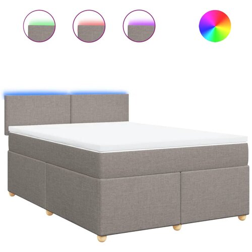 VidaXL Krevet s oprugama i madracem smeđesivi 140 x 190 cm od tkanine Slike
