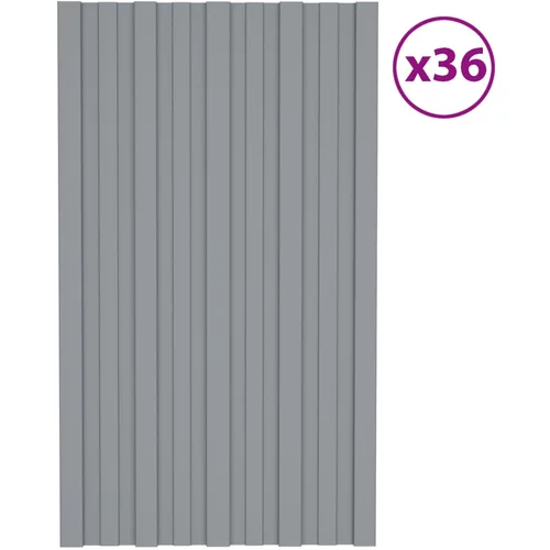 vidaXL Strešni paneli 36 kosov pocinkano jeklo srebrni 80x45 cm