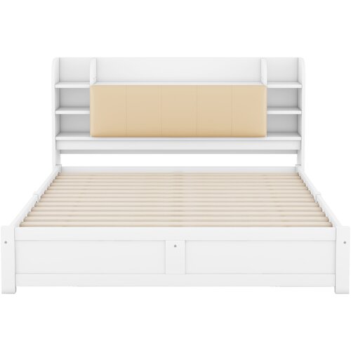 Lumor Dvoposteljna postelja 180x200 cm – 4 predali – shranjevalni predelki v vzglavju – bela, (22151412) Cene
