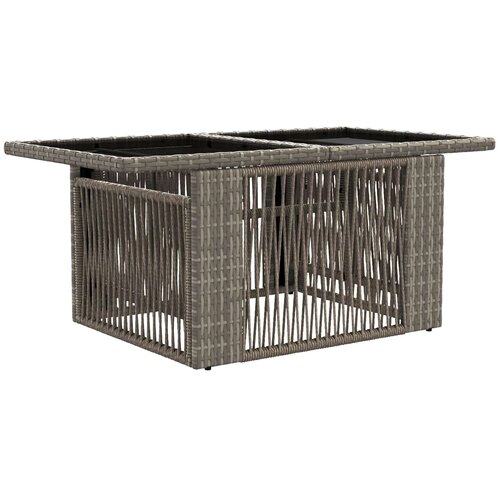 vidaXL Vrtna miza Siva 100 x 55 x 37 cm PE Ratan in Steklo, (5000285893) Cene