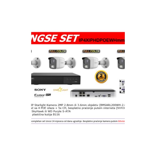 Longse Full Color IP SET IP4XIPHDPOEWHmmsl – 2 MP Cijene